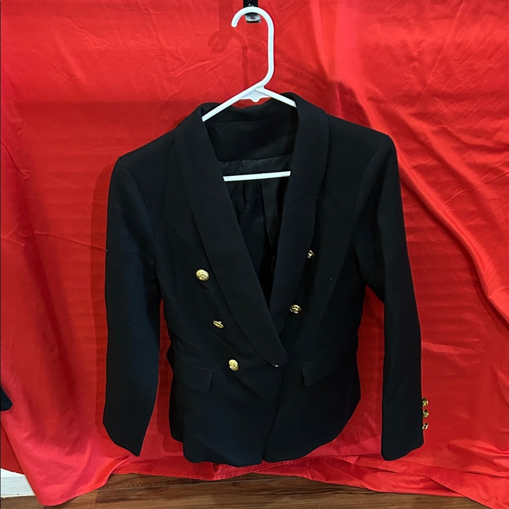 Elegant Black Blazer with Gold Buttons